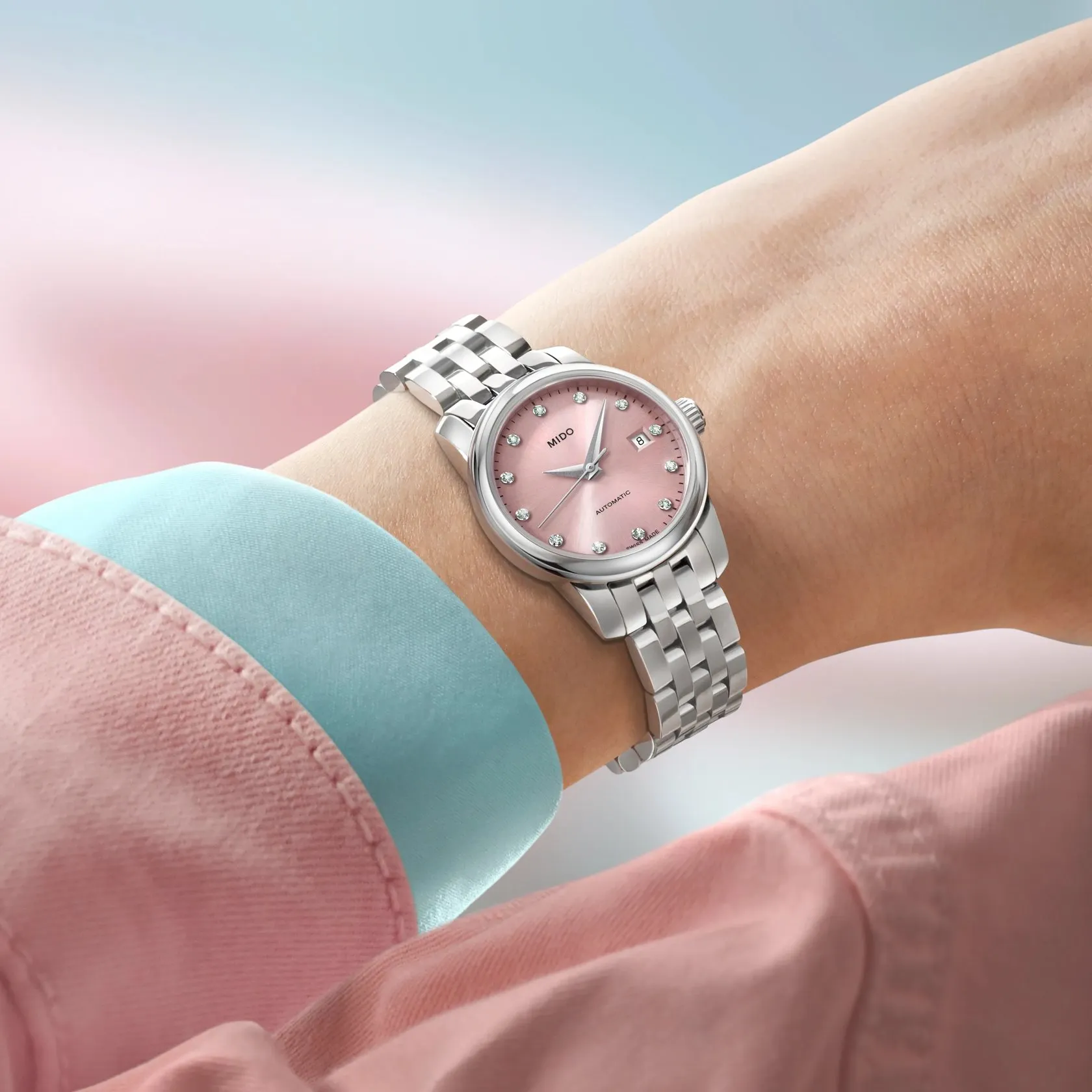 Mido Baroncelli Lady Twenty Five Otomatik Pembe M0390071133600 detay görseli 3