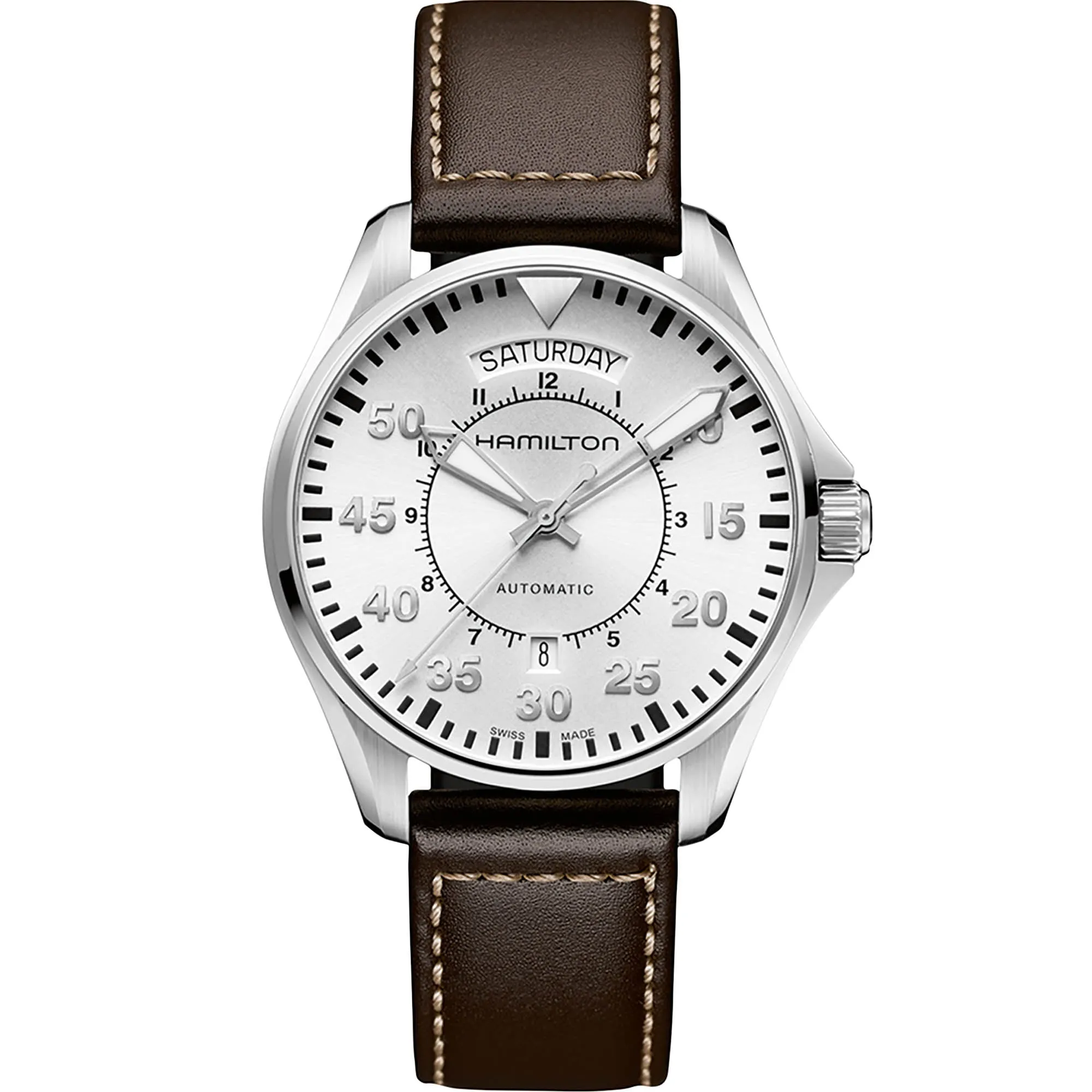 Hamilton Khaki Aviation Pilot Day Date Auto Otomatik Silver H64615555 detay görseli 1