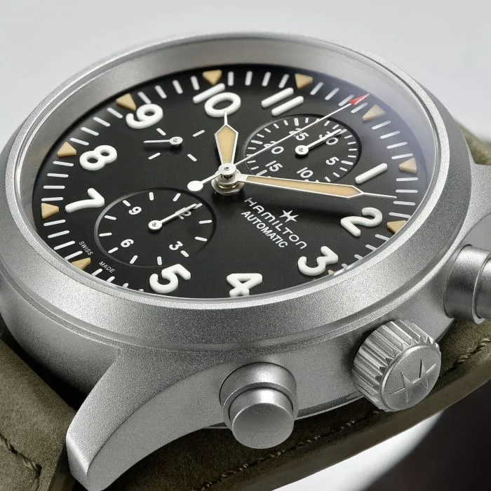 Hamilton Khaki Field Auto Chrono Otomatik Siyah H71706830 detay görseli 5