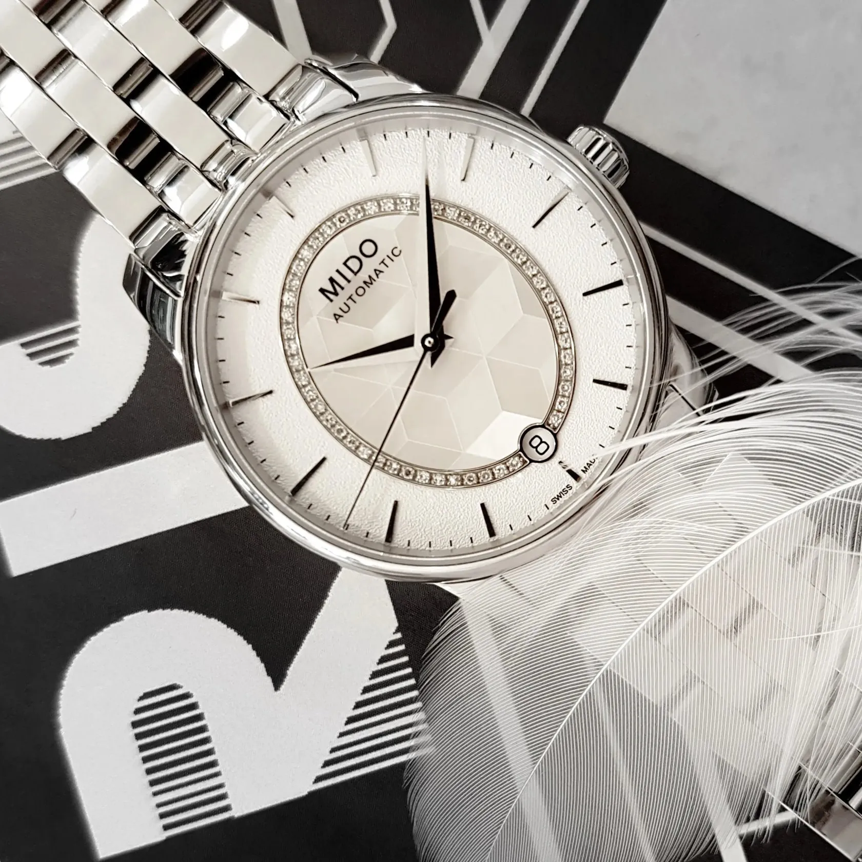 Mido Baroncelli Prisma Otomatik Beyaz Sedef M0072071111600 detay görseli 5
