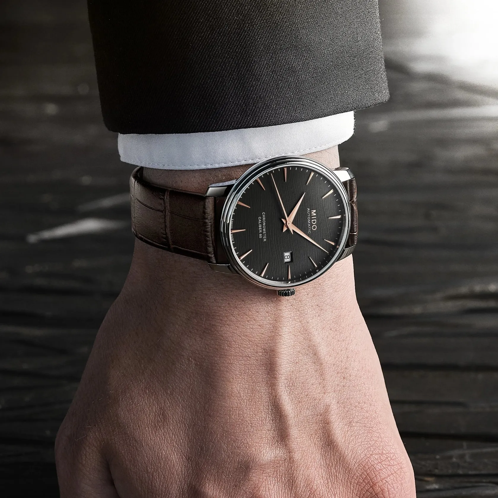 Mido Baroncelli Chronometer Silicon Gent Otomatik Antrasit M0274081606100 detay görseli 3
