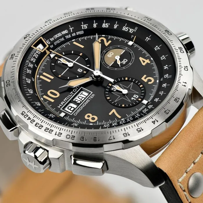 Hamilton Khaki Aviation X-Wind Day Date Auto Chrono Otomatik Siyah H77796535 detay görseli 4