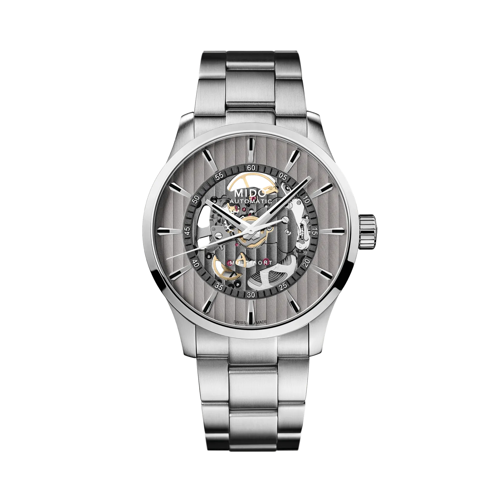 MIDO Multifort Skeleton Vertigo Otomatik Rhodium M0384361103100