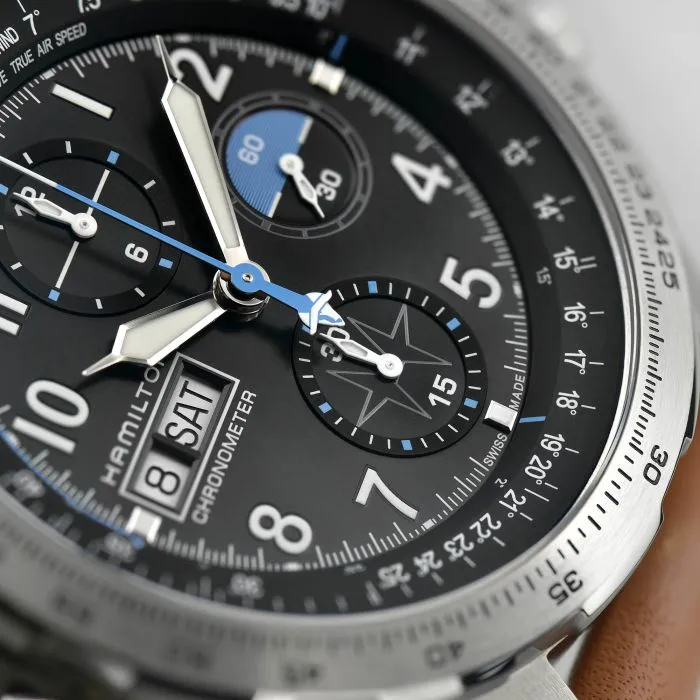 Hamilton Khaki Aviation Khaki X Wind Air Zermatt Auto Chrono Black H77776531 detay görseli 2