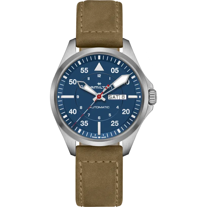 Hamilton Khaki Aviation Pilot Day Date Auto Air-Glaciers Edition Mavi H64655941 detay görseli 1