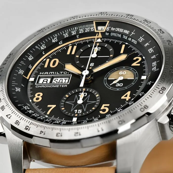 Hamilton Khaki Aviation X-Wind Day Date Auto Chrono Otomatik Siyah H77796535 detay görseli 1