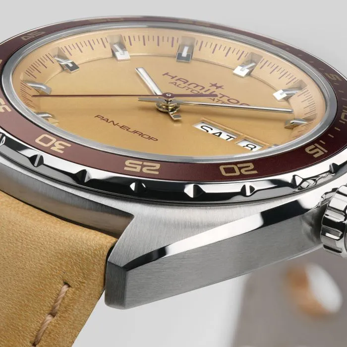 Hamilton American Classic Pan Europ Day Date Auto Beige H35435820 detay görseli 3