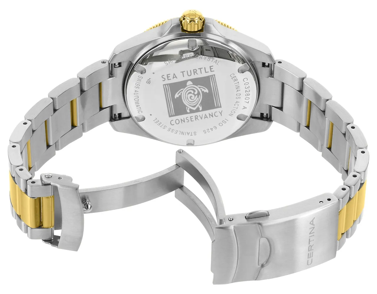 Certina DS Action Diver 38mm Powermatic 80 Sea Turtle Conservancy Special Edition Otomatik Blue C0328072204110 detay görseli 3