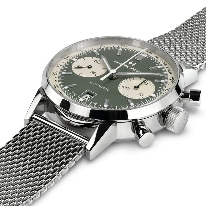 Hamilton American Classic Intra-Matic Auto Chrono 40mm Otomatik Yeşil H38416160 detay görseli 1