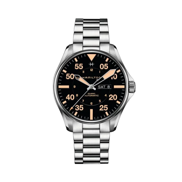 Hamilton Khaki Aviation Pilot Day Date Auto Otomatik Siyah H64725131