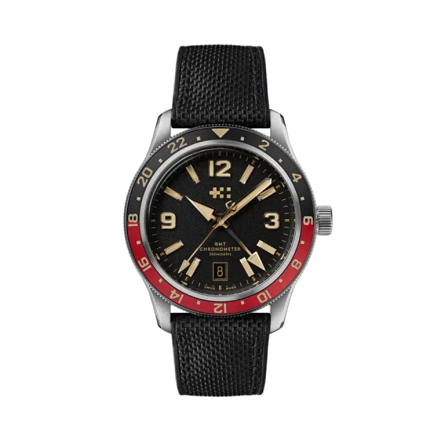 Beğenmek için çift tıkla Christopher Ward C60 Trident Biscay GMT Otomatik Siyah C6042AGM1S0RK0HK Görsel 1