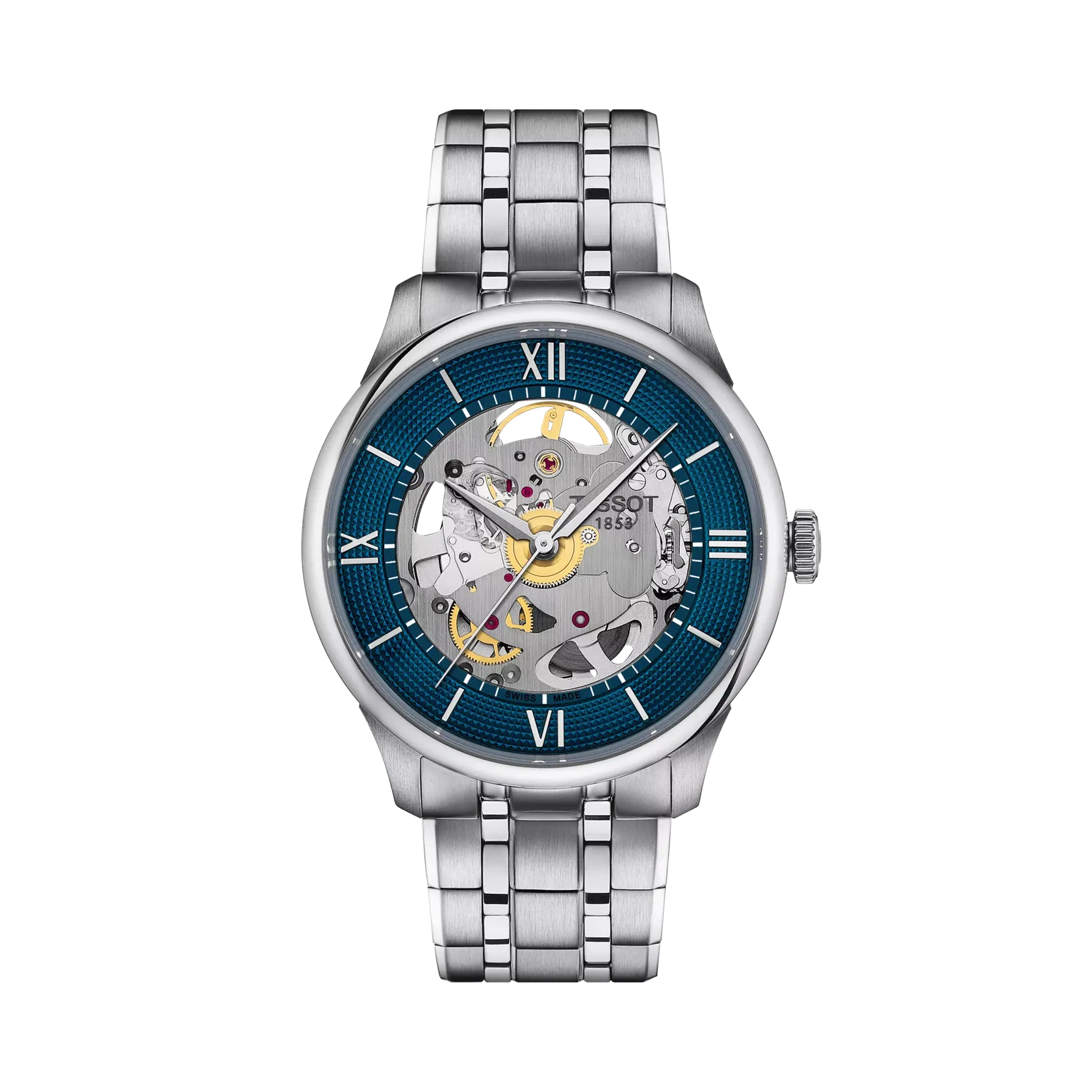 Tissot Chemin Des Tourelles Skeleton 39mm Mavi Otomatik T1398361104800