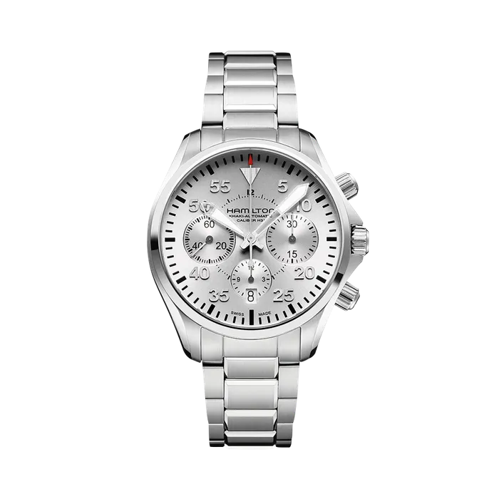 Hamilton Khaki Aviation Khaki Pilot Auto Chrono Otomatik Gümüş H64666155