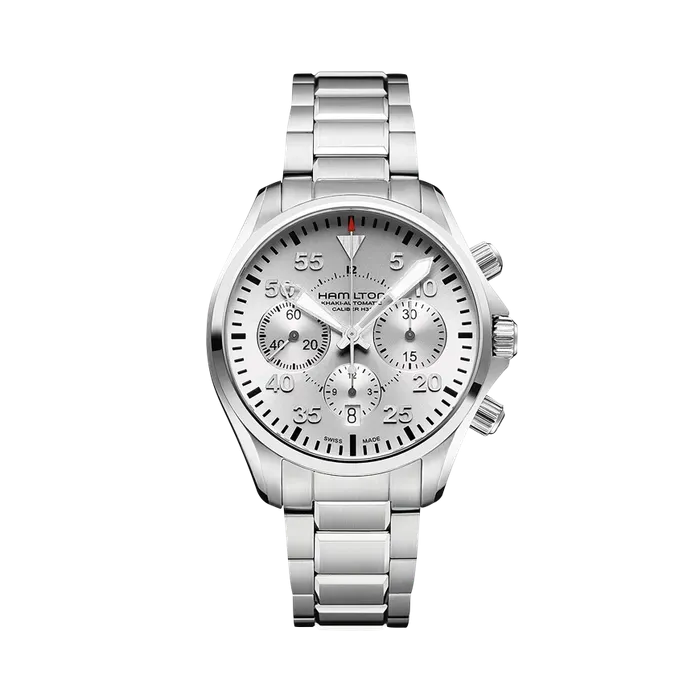 Hamilton Khaki Aviation Khaki Pilot Auto Chrono Otomatik Gümüş H64666155