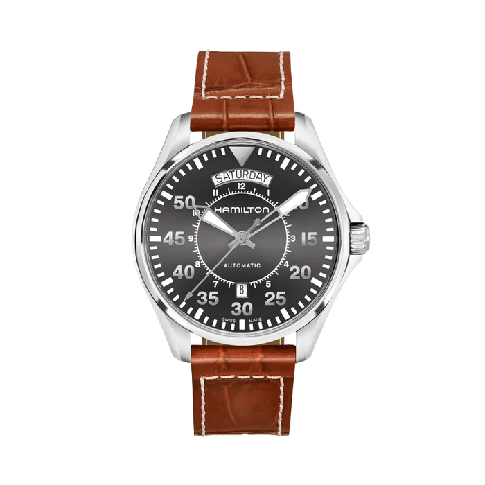 Hamilton Khaki Aviation Pilot Day Date Auto Otomatik Gri H64615585