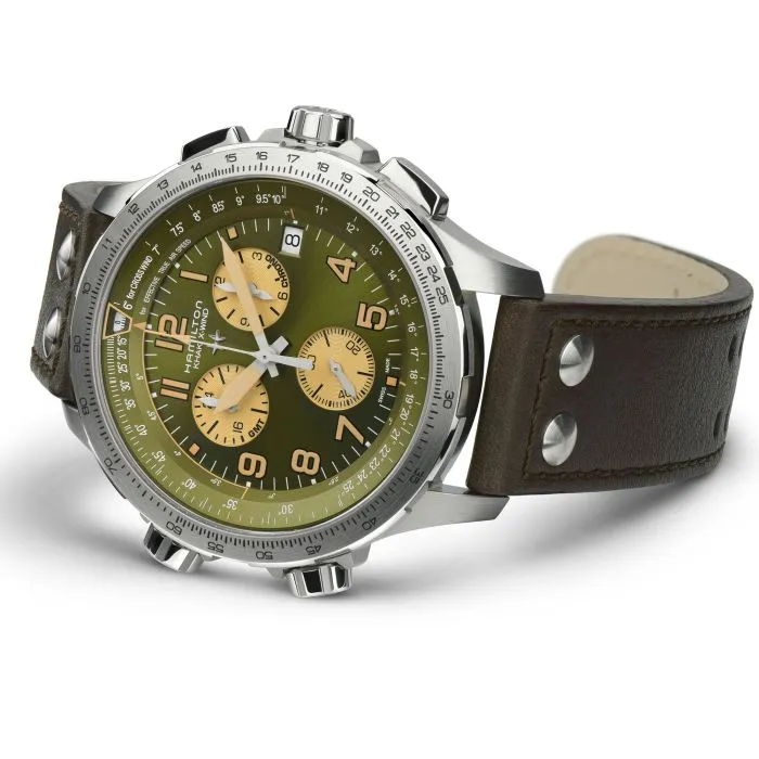 Hamilton Khaki Aviation X-Wind GMT Chrono Quartz Yeşil H77932560 detay görseli 2
