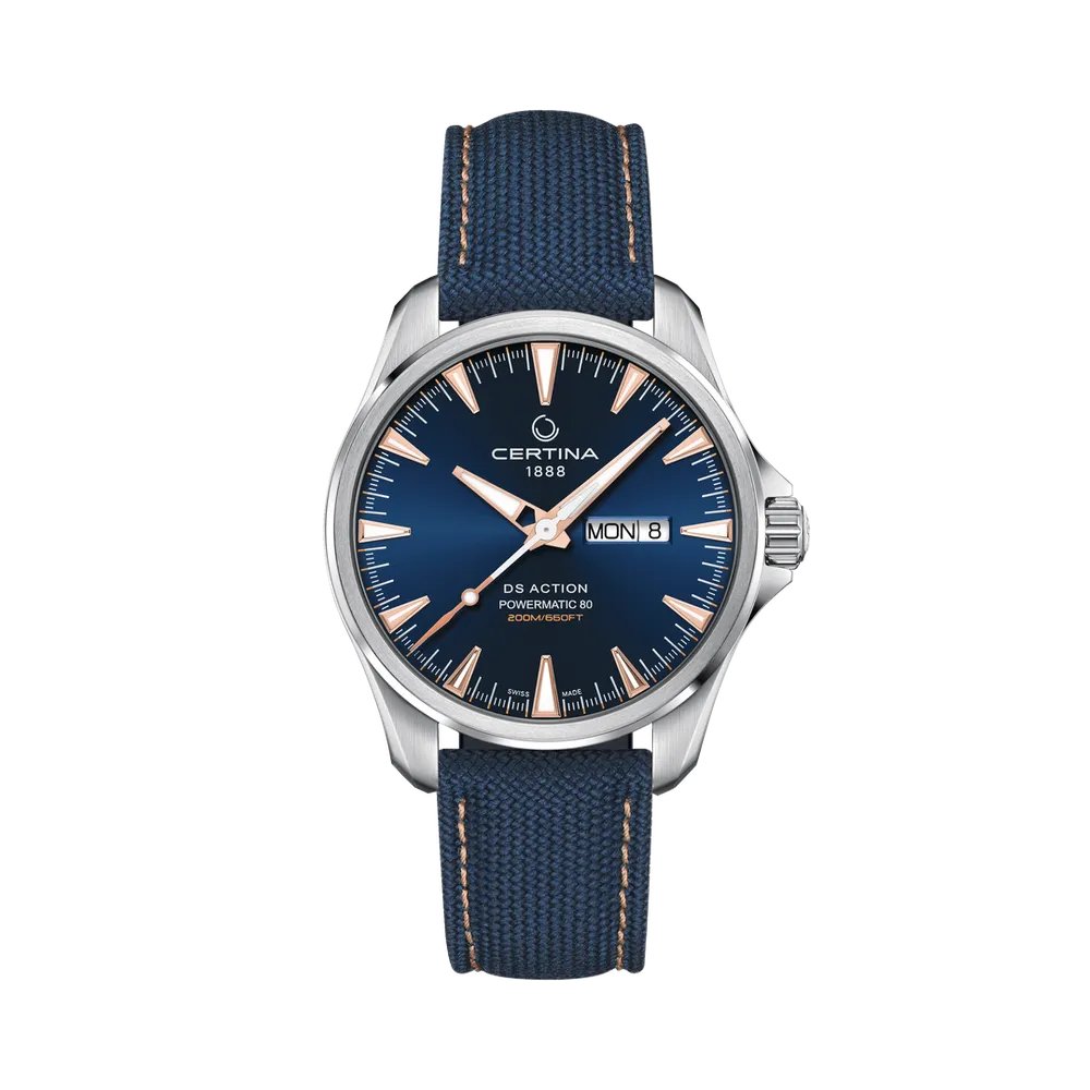 Certina DS Action Day Date Powermatic 80 Otomatik Mavi C0324301804101