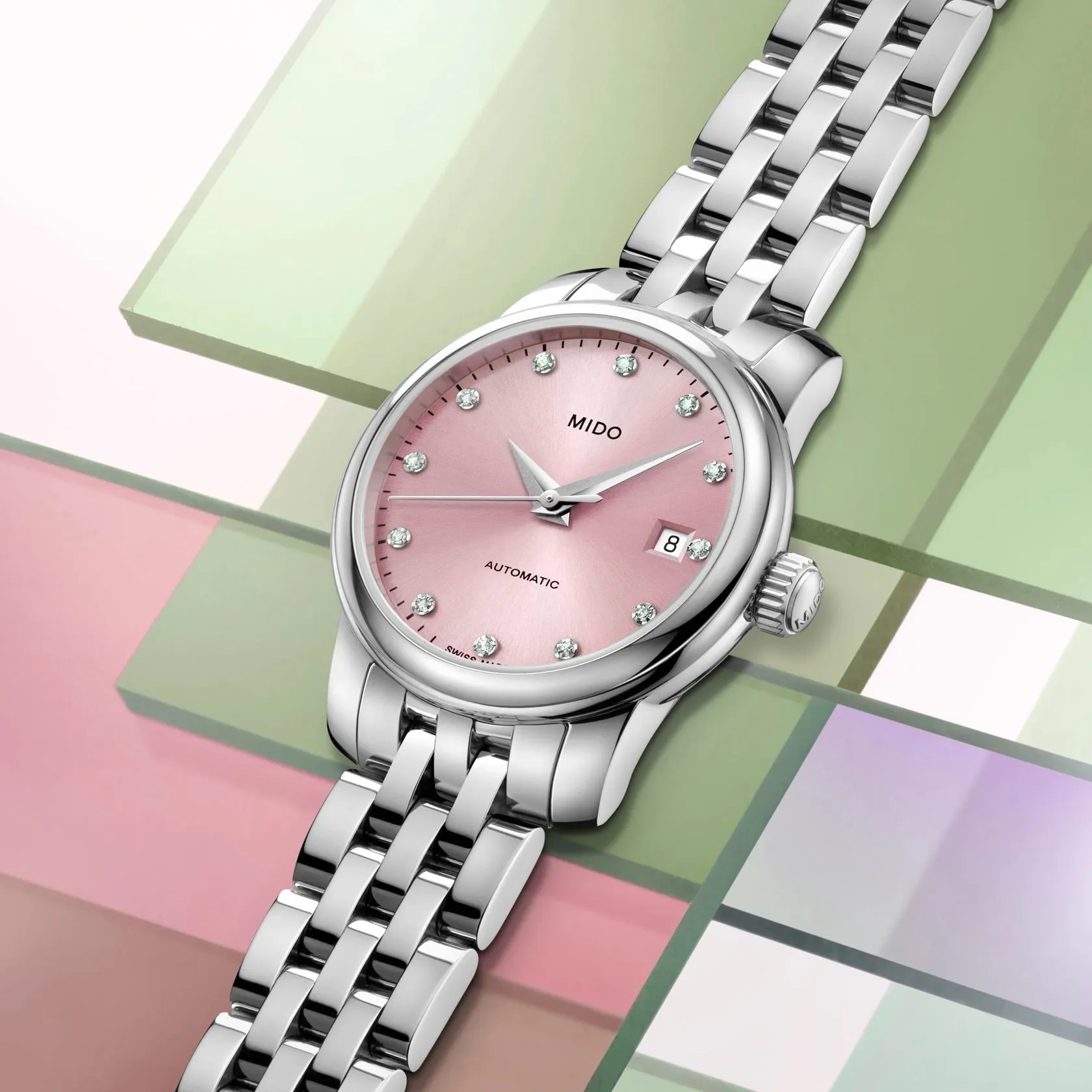Mido Baroncelli Lady Twenty Five Otomatik Pembe M0390071133600 detay görseli 5
