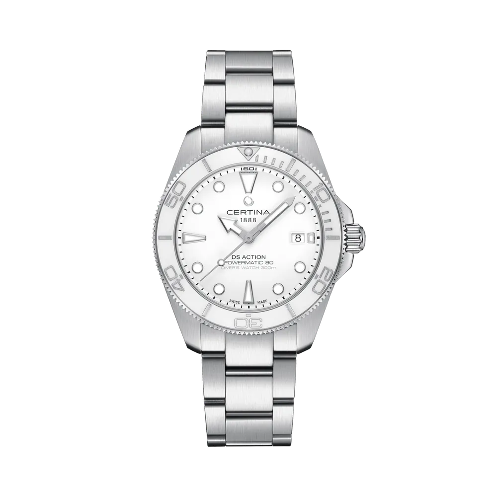 Certina DS Action Diver 40.5mm Powermatic 80 Otomatik Beyaz C0484071101100