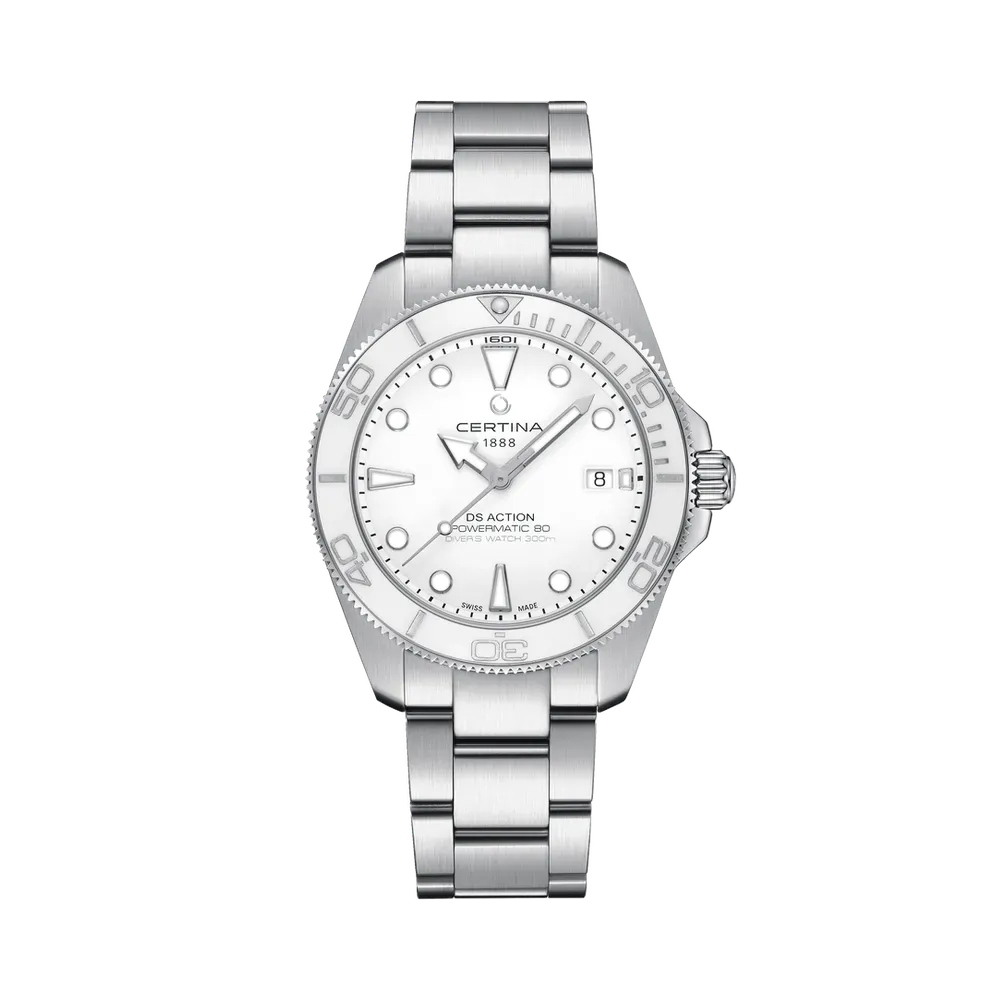 Certina DS Action Diver 40.5mm Powermatic 80 Otomatik Beyaz C0484071101100