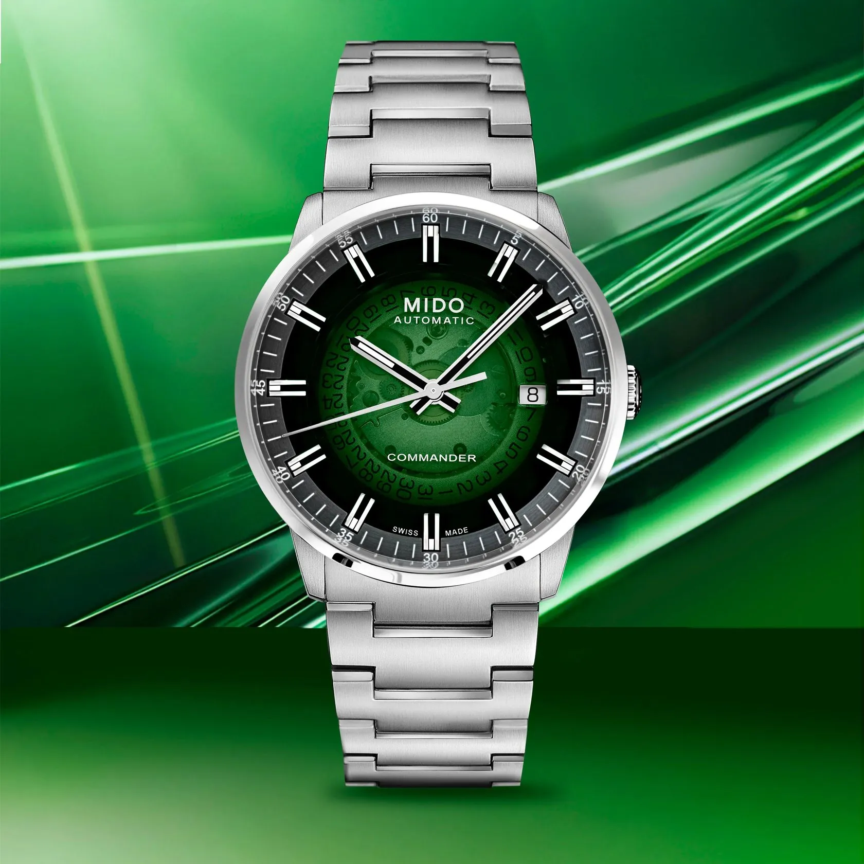Mido Commander Gradient Otomatik Yeşil M0214071141103 detay görseli 4