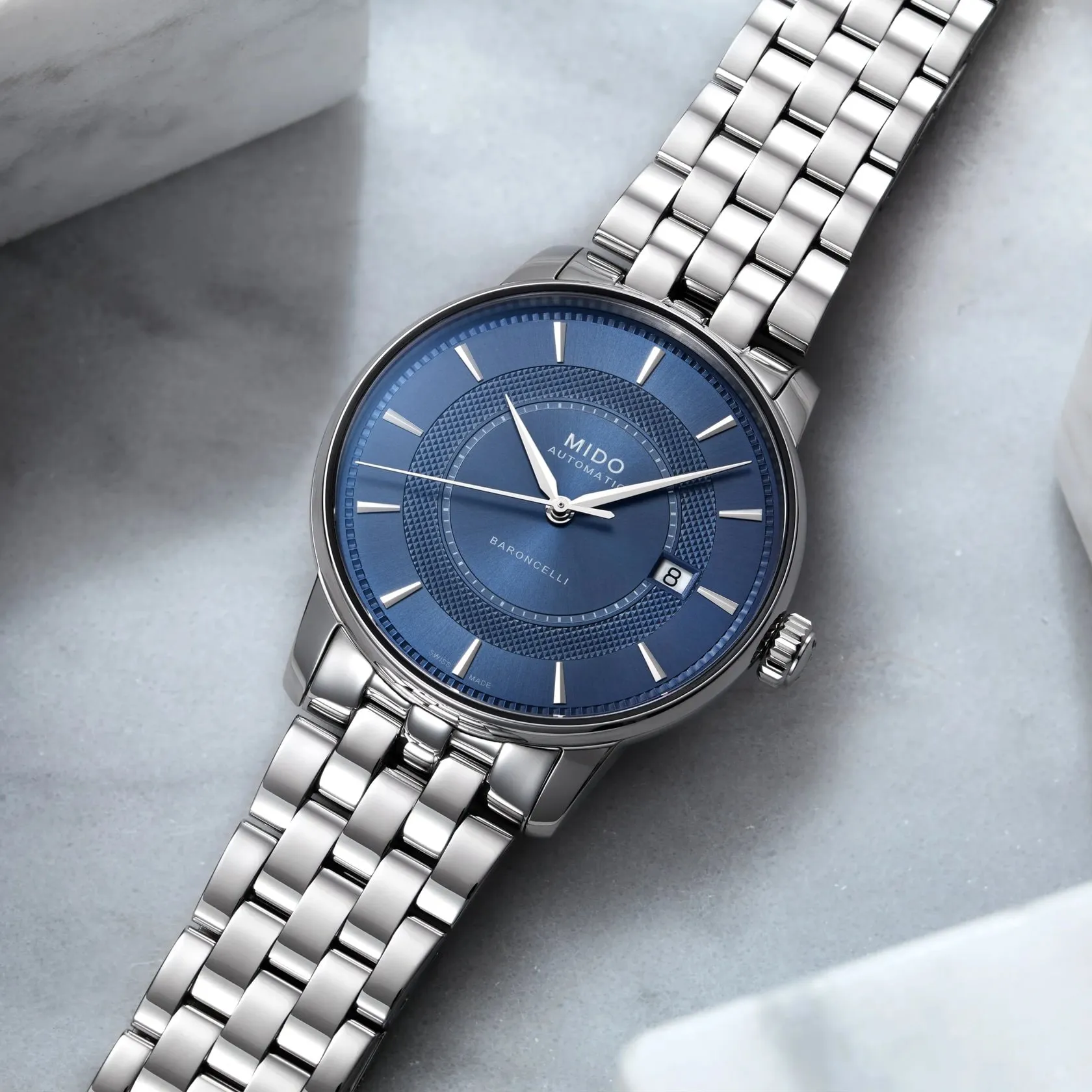 Mido Baroncelli Signature Otomatik Mavi M0374071104101 detay görseli 4