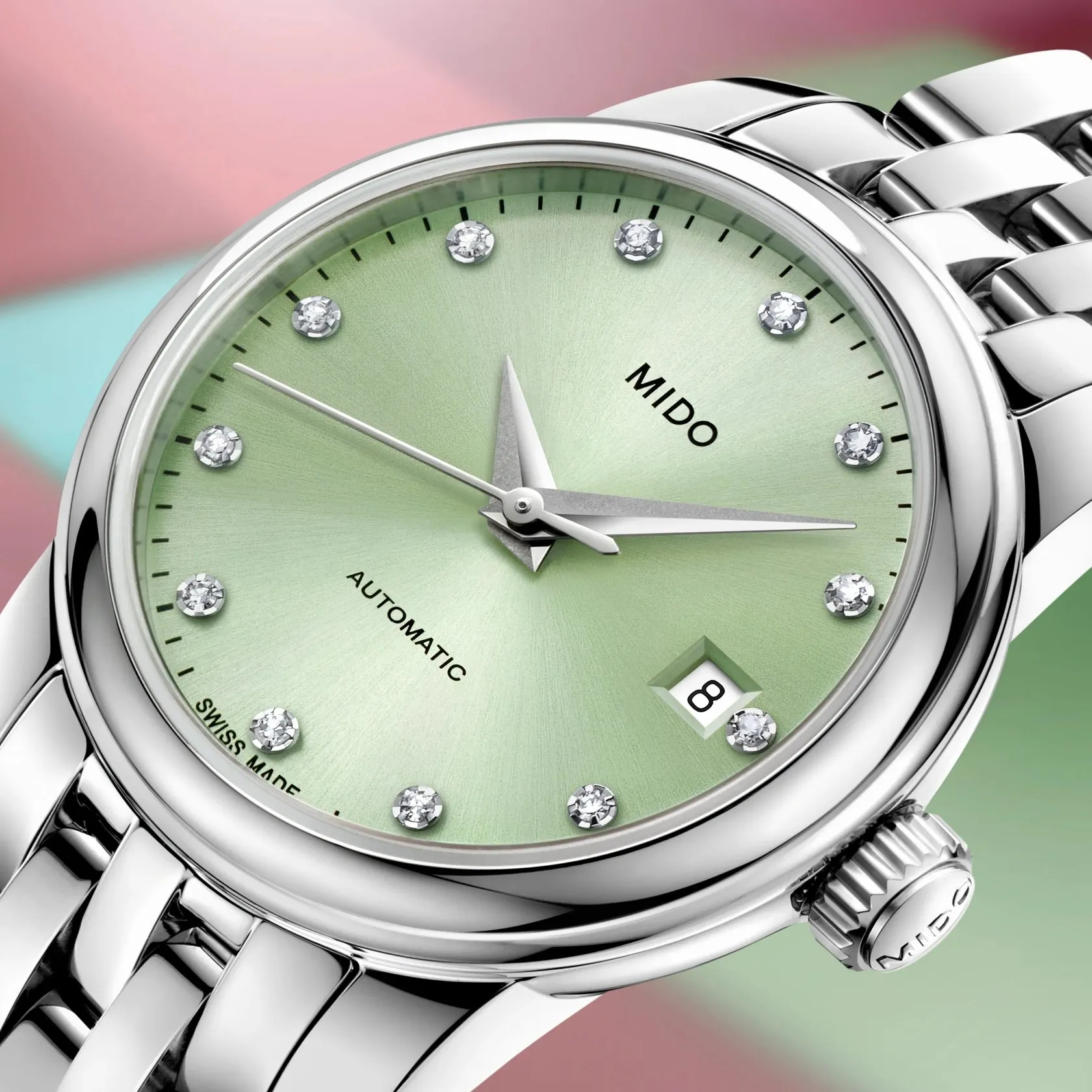 Mido Baroncelli Lady Twenty Five Otomatik Yeşil M0390071109600 detay görseli 4