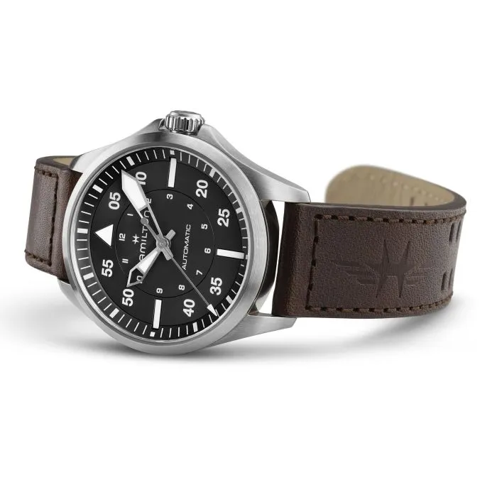 Hamilton Khaki Aviation Pilot Auto Otomatik Siyah H76305530 detay görseli 5