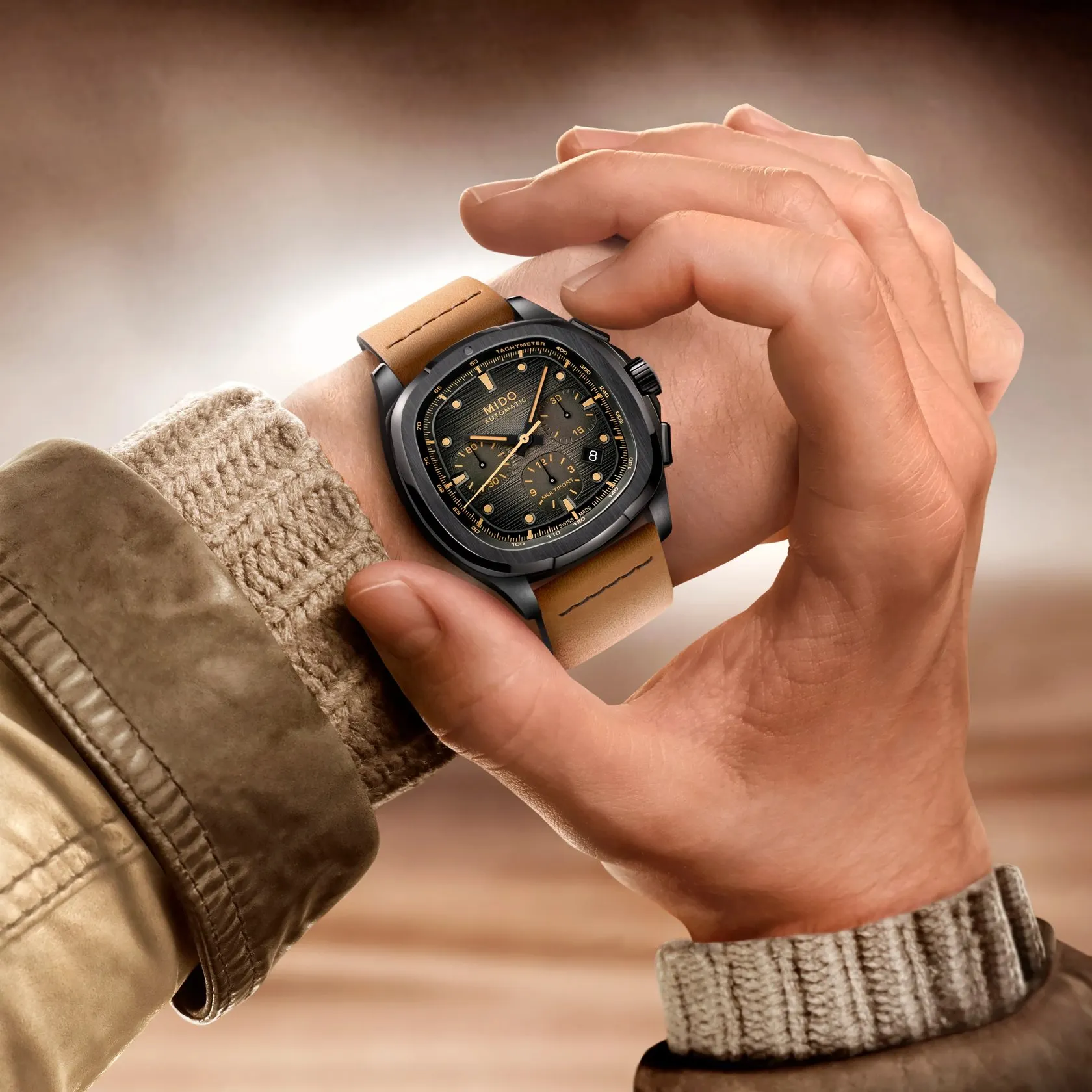 Mido Multifort TV Chronograph Otomatik Gri M0495273308100 detay görseli 4