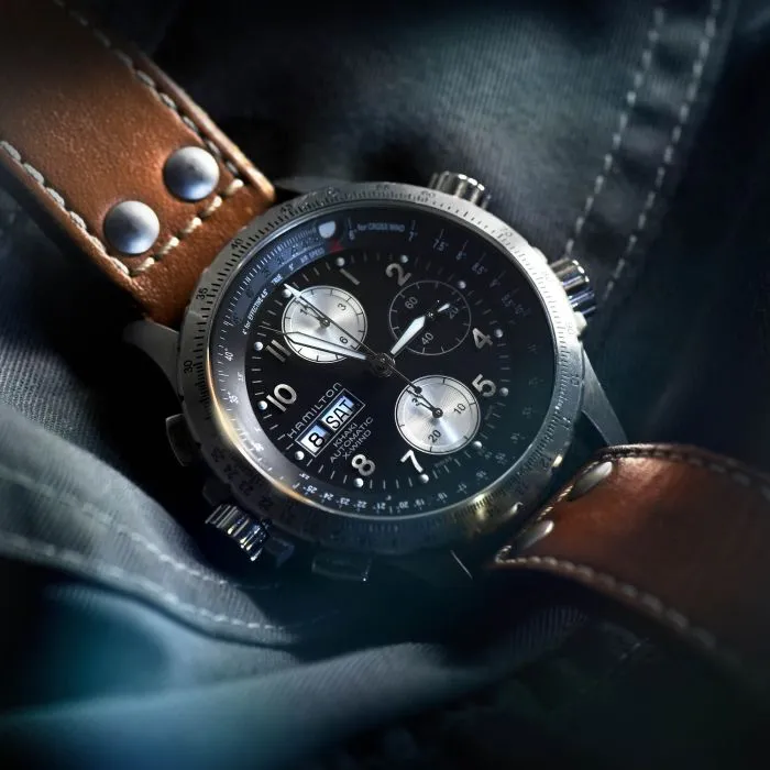 Hamilton Khaki Aviation X-Wind Auto Chrono Otomatik Siyah H77616533 detay görseli 2