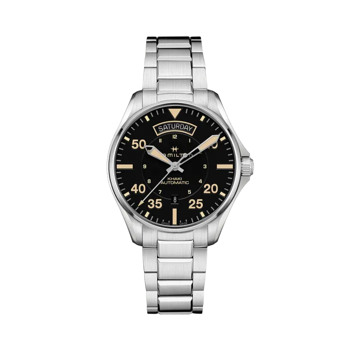 Hamilton Khaki Aviation Day Date Auto Otomatik Siyah H64645131