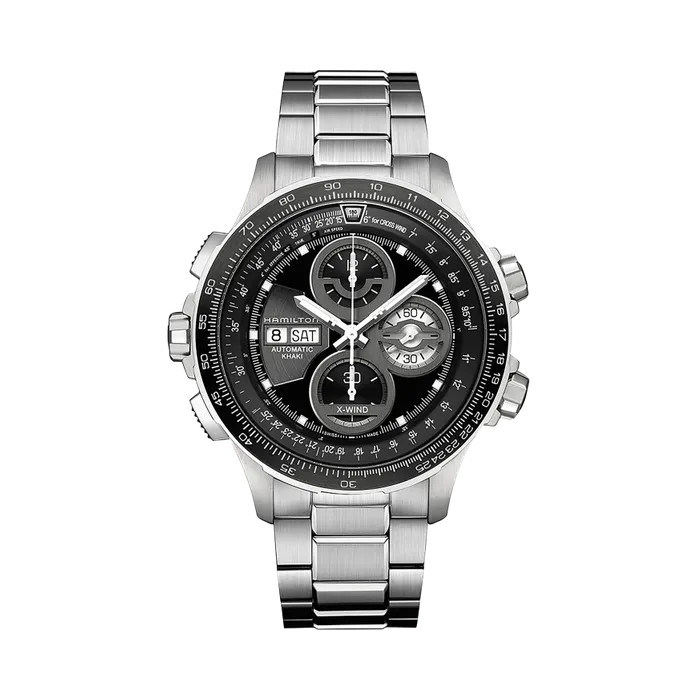 Hamilton Khaki Aviation Khaki X Wind Auto Chrono Otomatik Siyah H77766131