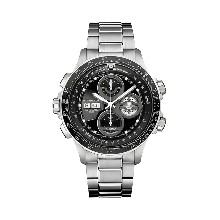 Hamilton Khaki Aviation Khaki X Wind Auto Chrono Otomatik Siyah H77766131