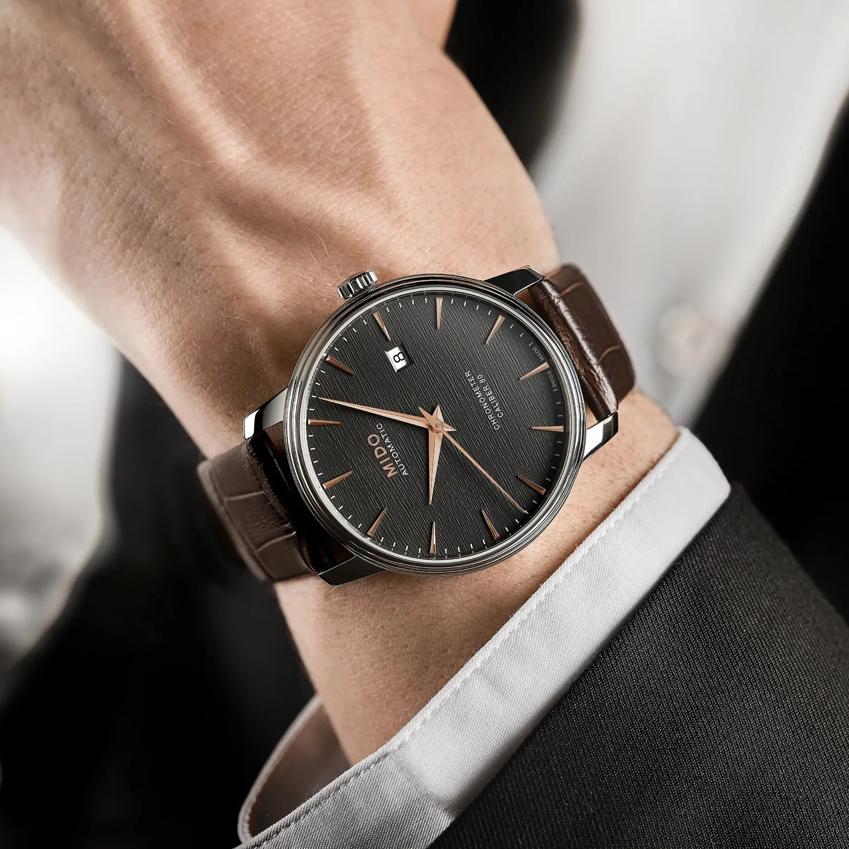 Mido Baroncelli Chronometer Silicon Gent Otomatik Antrasit M0274081606100 detay görseli 4