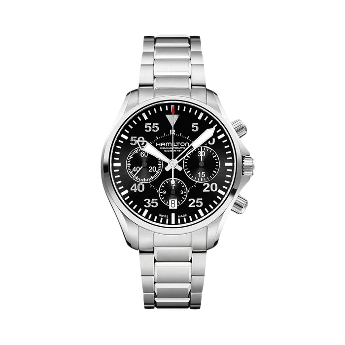 Hamilton Khaki Aviation Khaki Pilot Auto Chrono Otomatik Siyah H64666135