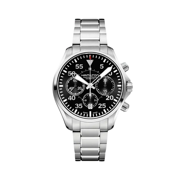 Hamilton Khaki Aviation Khaki Pilot Auto Chrono Otomatik Siyah H64666135