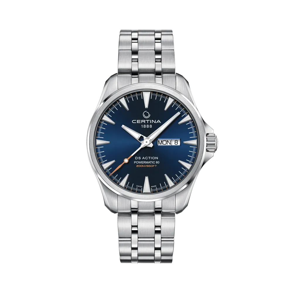Certina DS Action Day Date Powermatic 80 Otomatik Mavi C0324301104100