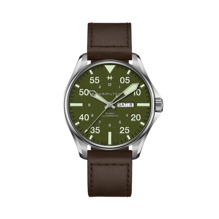 Hamilton Khaki Aviation Pilot Schott NYC Limited Edition Otomatik Yeşil H64735561