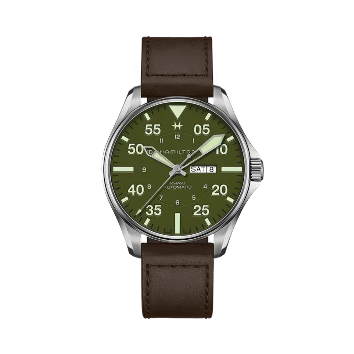 Hamilton Khaki Aviation Pilot Schott NYC Limited Edition Otomatik Yeşil H64735561