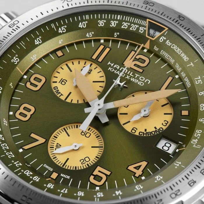 Hamilton Khaki Aviation X-Wind GMT Chrono Quartz Yeşil H77932560 detay görseli 3