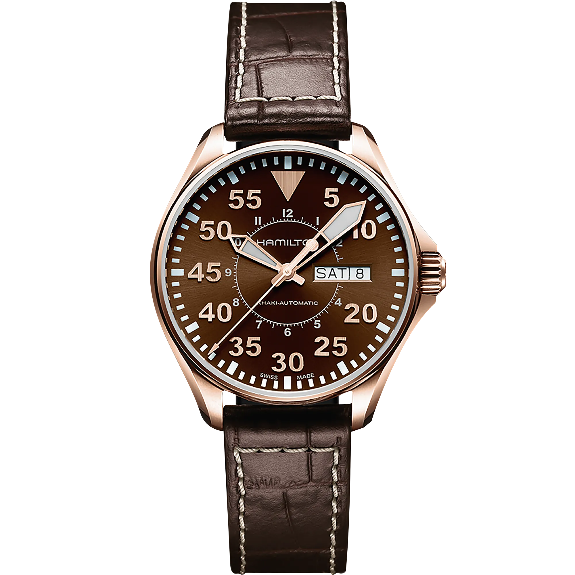Hamilton Khaki Aviation Khaki Pilot Auto Otomatik Kahverengi H64445595 detay görseli 1