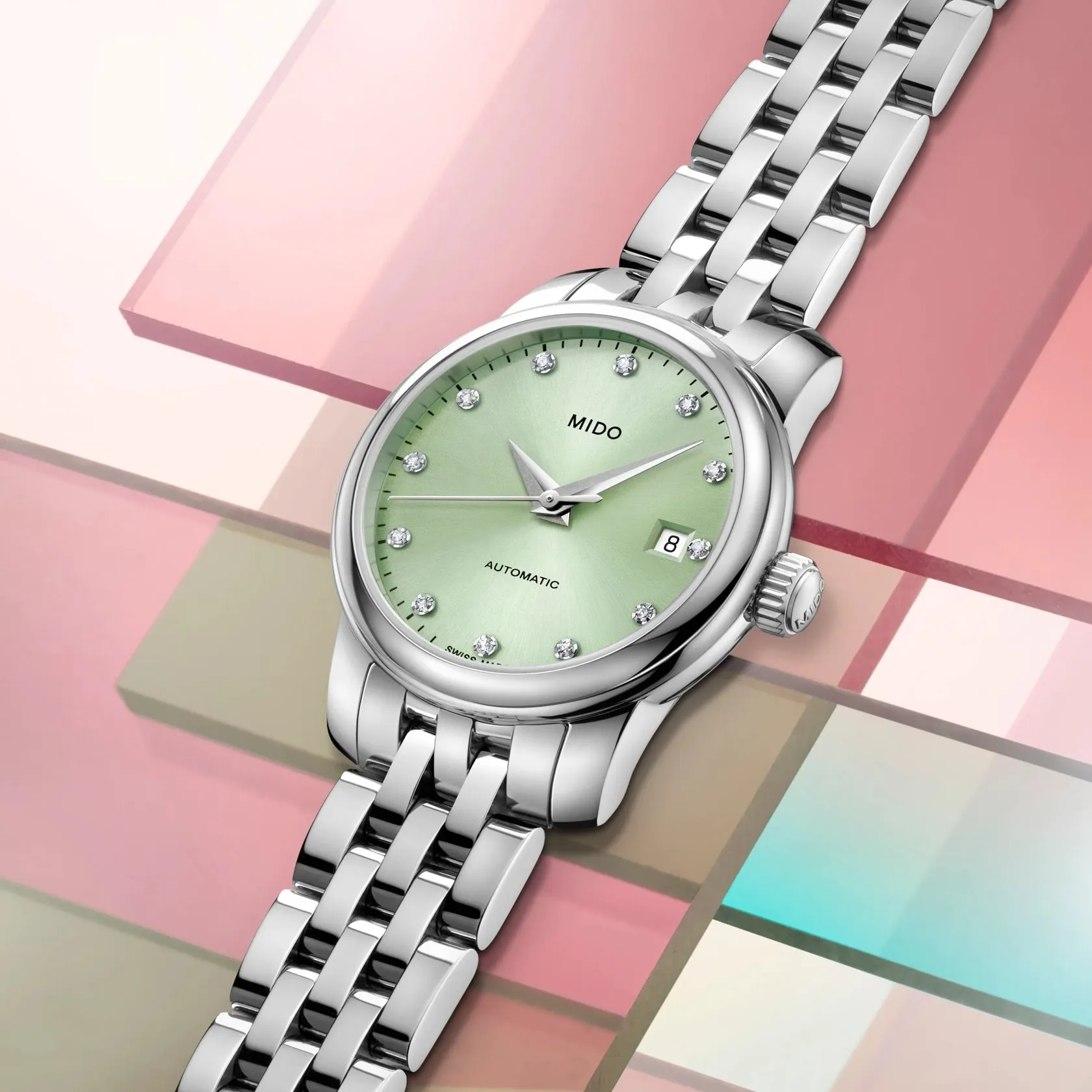 Mido Baroncelli Lady Twenty Five Otomatik Yeşil M0390071109600 detay görseli 5
