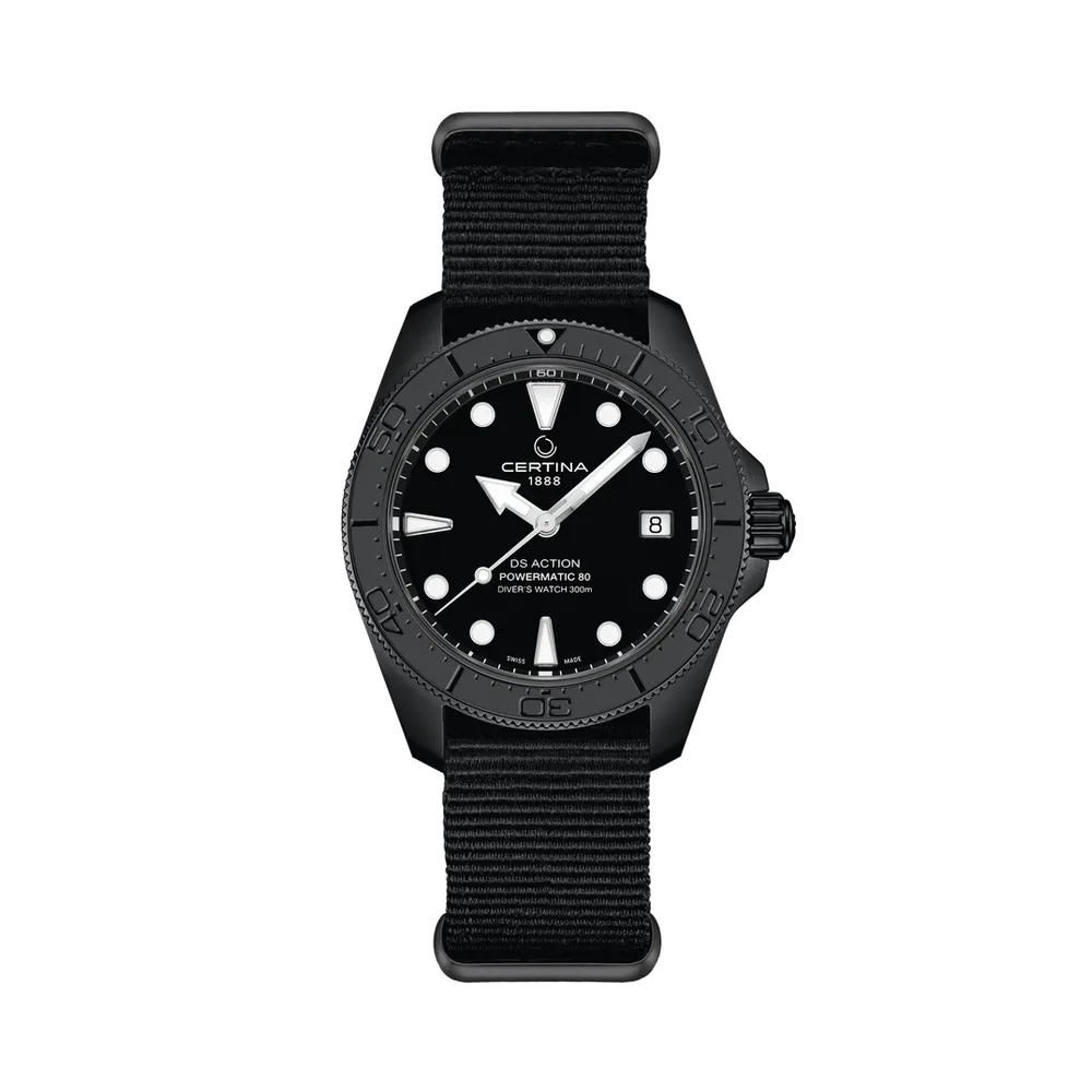 Certina DS Action Diver 38mm Powermatic 80 Otomatik Siyah C0488073805100