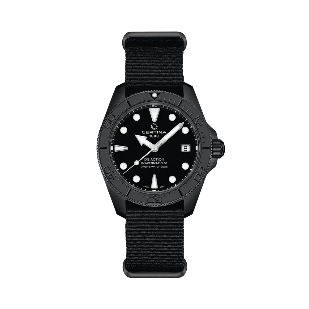Certina DS Action Diver 38mm Powermatic 80 Otomatik Siyah C0488073805100