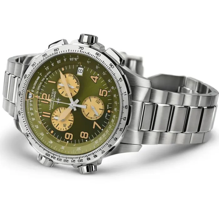 Hamilton Khaki Aviation X-Wind GMT Chrono Quartz Yeşil H77932160 detay görseli 2