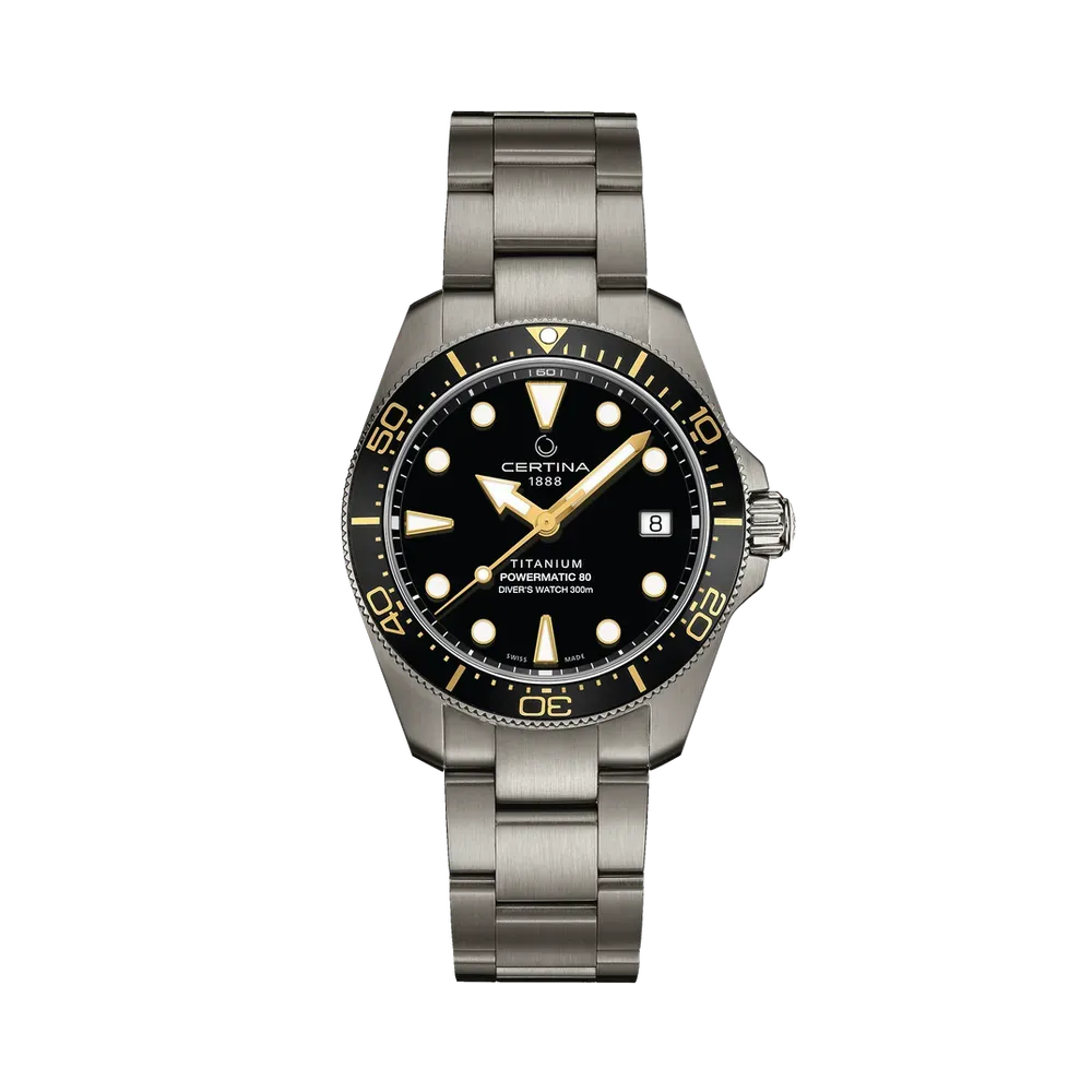 Certina DS Action Diver 38mm Powermatic 80 Otomatik Siyah C0488074405100