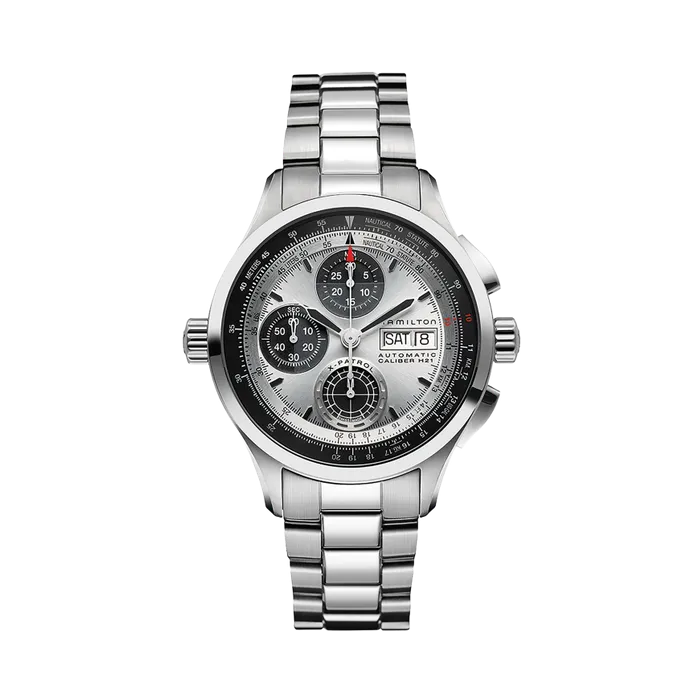 Hamilton Khaki Aviation Khaki X Patrol Auto Chrono Otomatik Gümüş H76566151