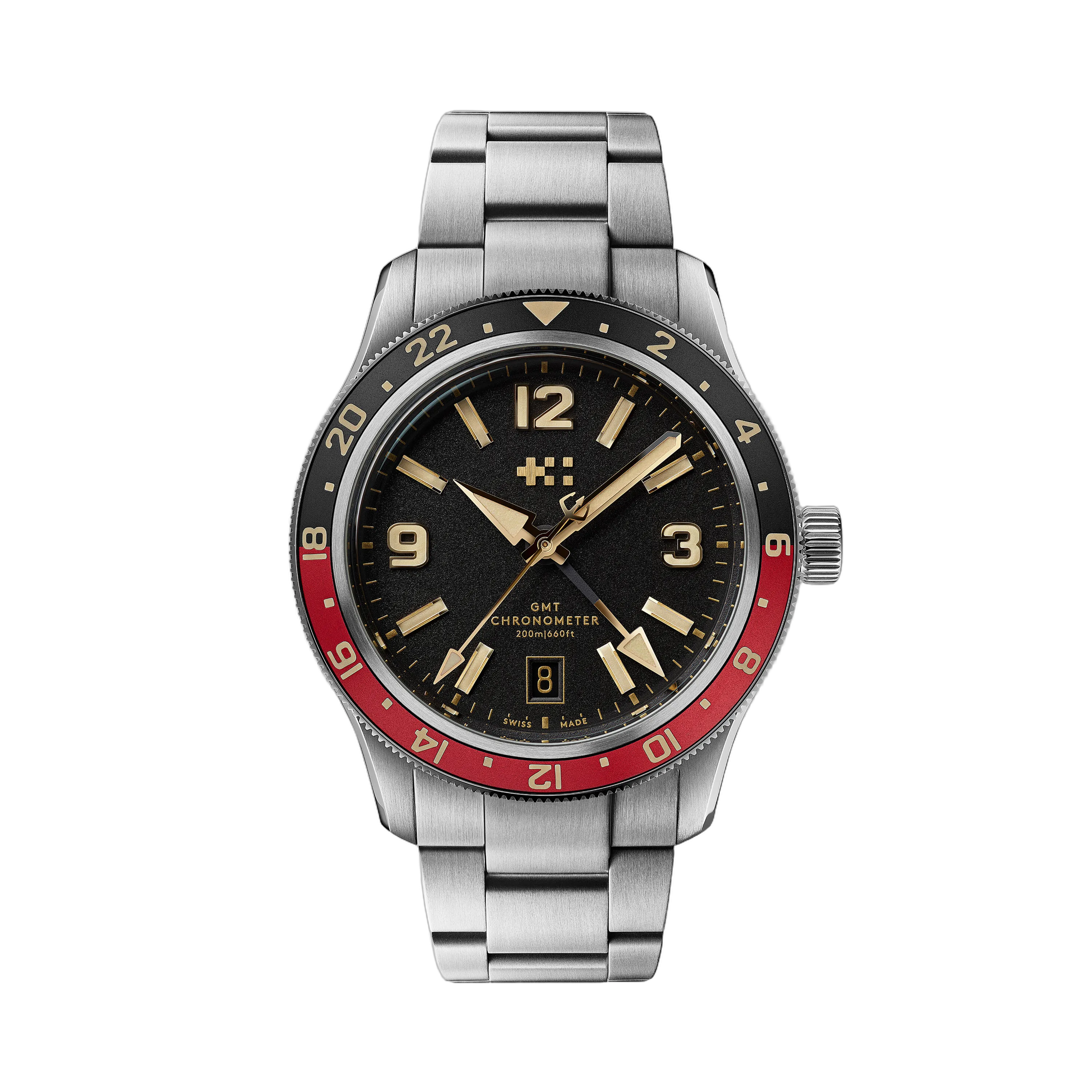 Christopher Ward C60 Trident Biscay GMT Otomatik Siyah Kırmızı C6039AGM1S0RK0B0