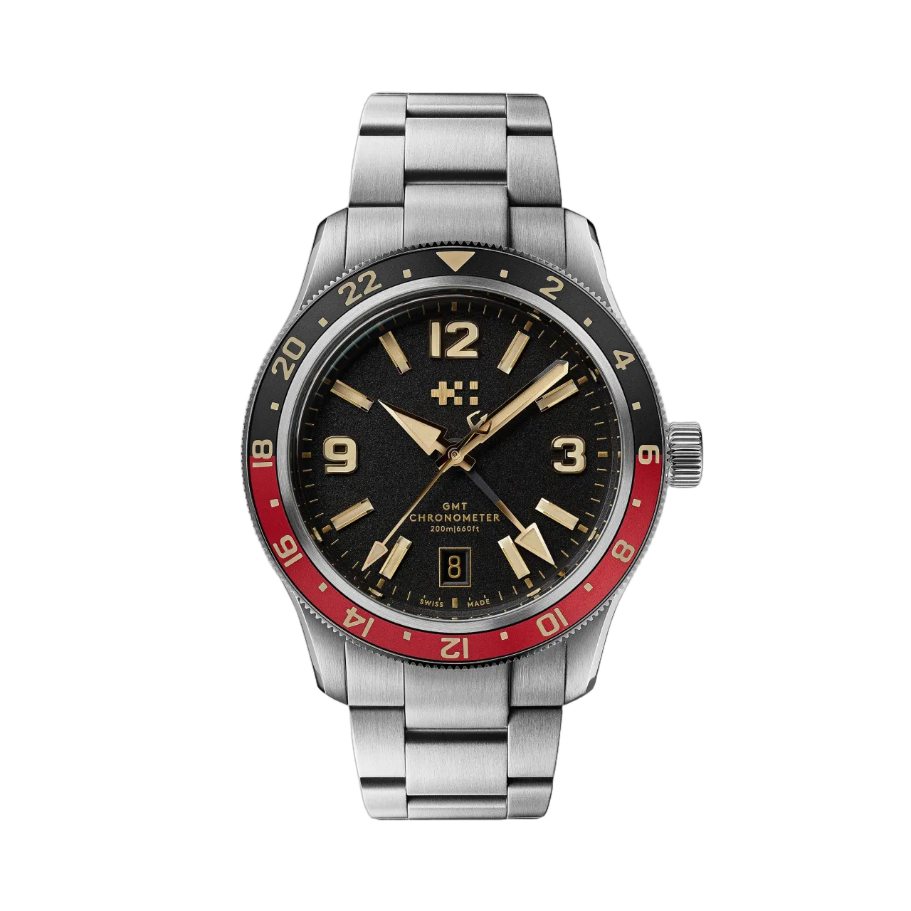 Christopher Ward C60 Trident Biscay GMT Otomatik Siyah Kırmızı C6039AGM1S0RK0B0