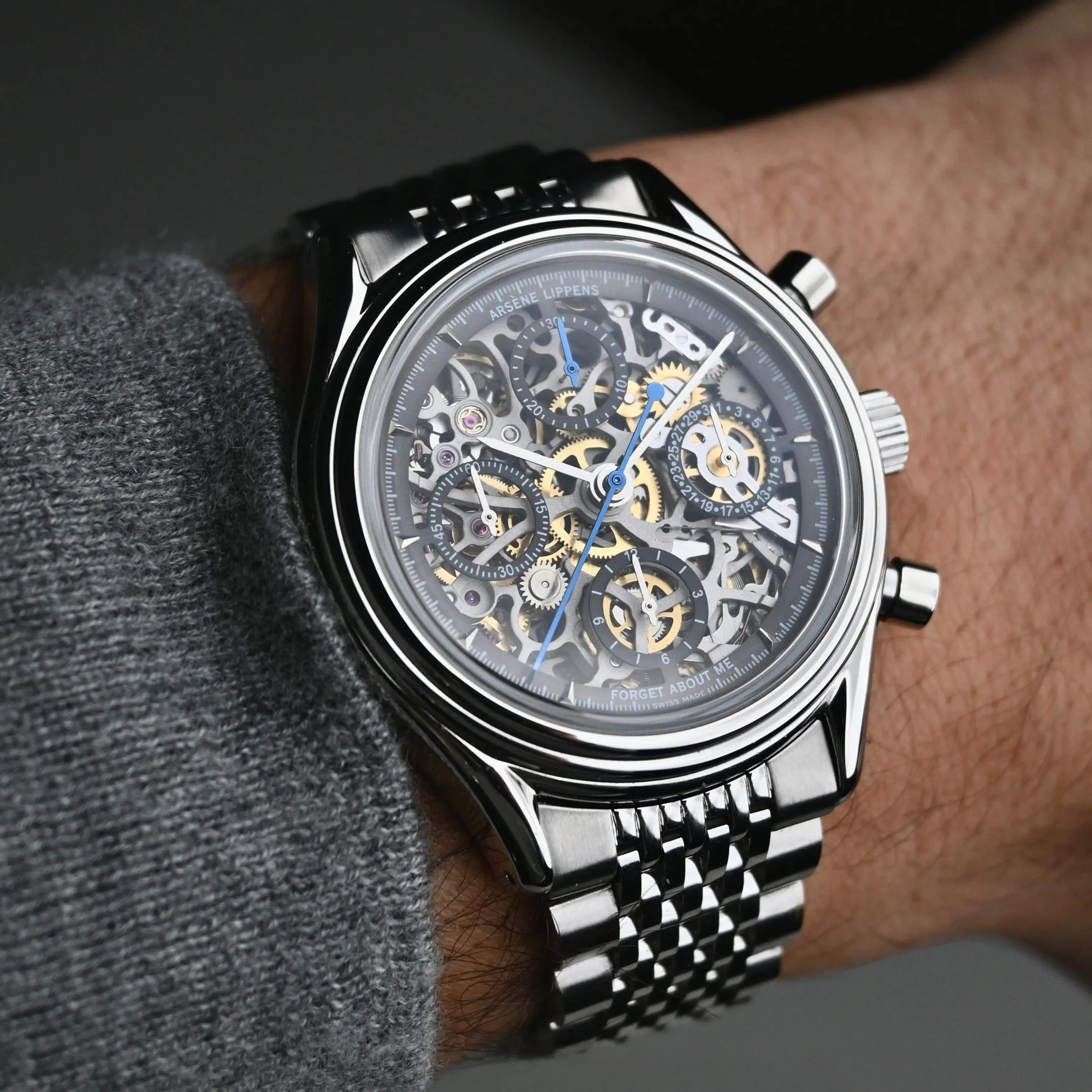 Arsene Lippens Scheletrato FAM-Edition Otomatik Gri 0764S detay görseli 4